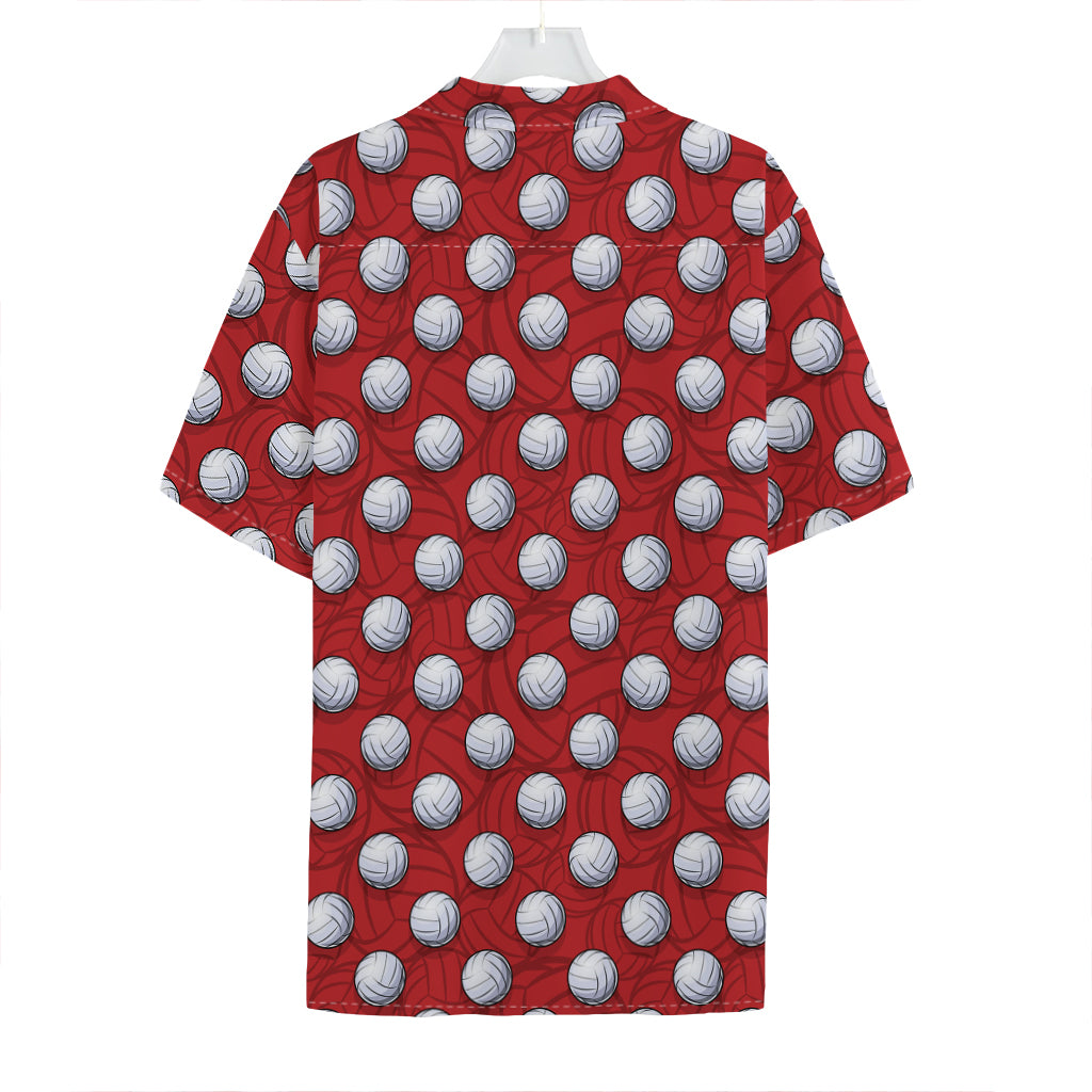 Red And White Volleyball Pattern Print Hawaiian Shirt