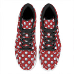 Red And White Volleyball Pattern Print High Top Leather Sneakers
