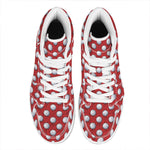 Red And White Volleyball Pattern Print High Top Leather Sneakers