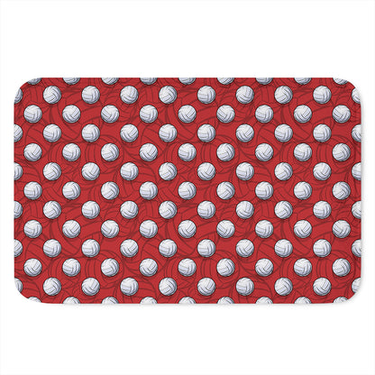 Red And White Volleyball Pattern Print Indoor Door Mat