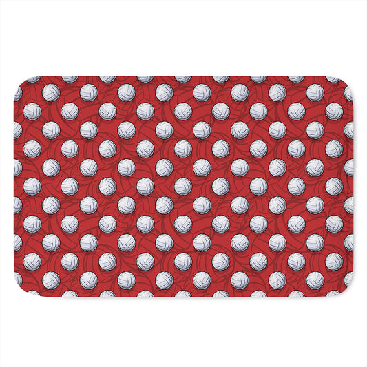 Red And White Volleyball Pattern Print Indoor Door Mat
