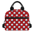 Red And White Volleyball Pattern Print Insulated Lunch Bag