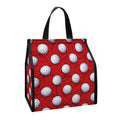 Red And White Volleyball Pattern Print Insulated Lunch Tote