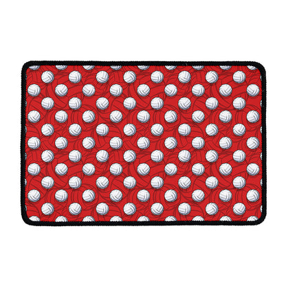 Red And White Volleyball Pattern Print Kitchen Mat