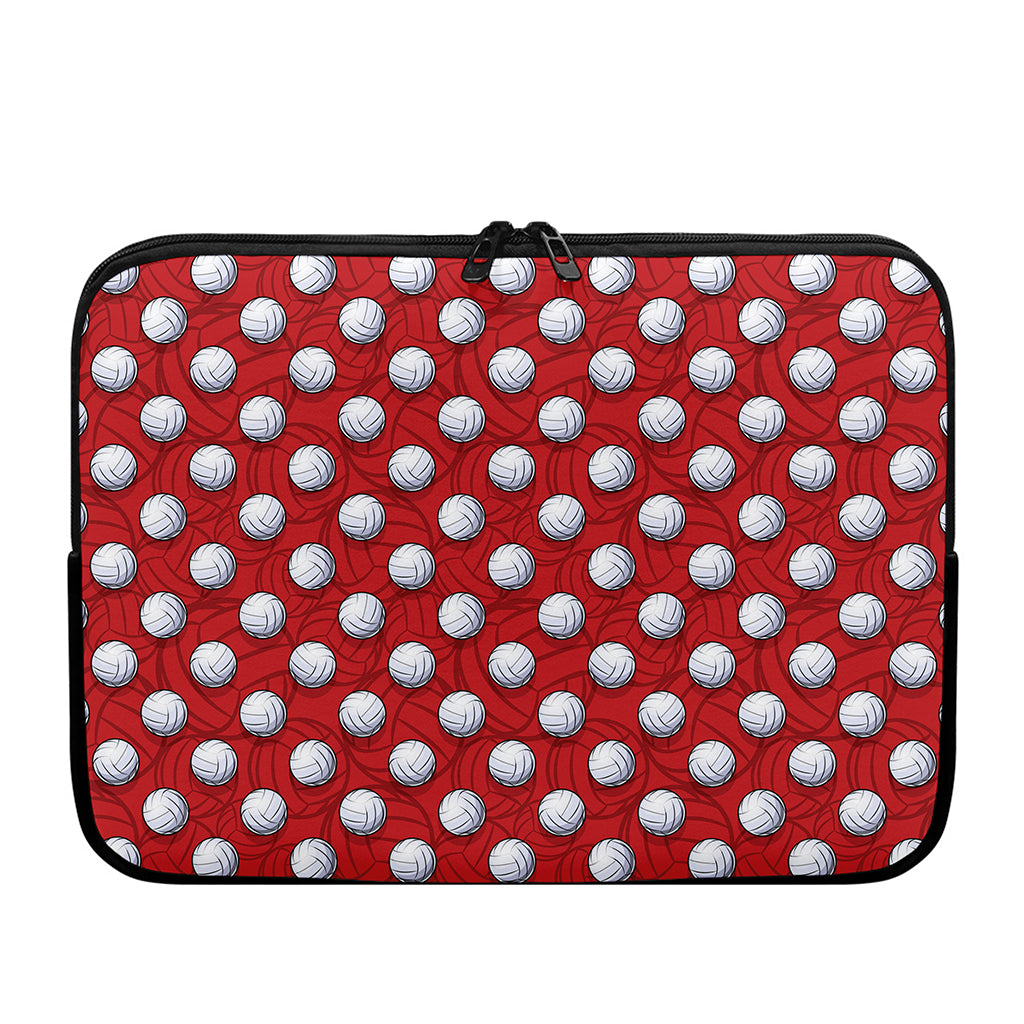 Red And White Volleyball Pattern Print Laptop Sleeve