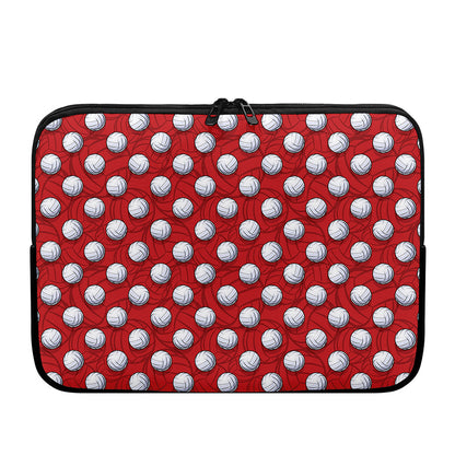 Red And White Volleyball Pattern Print Laptop Sleeve