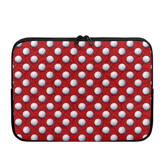 Red And White Volleyball Pattern Print Laptop Sleeve