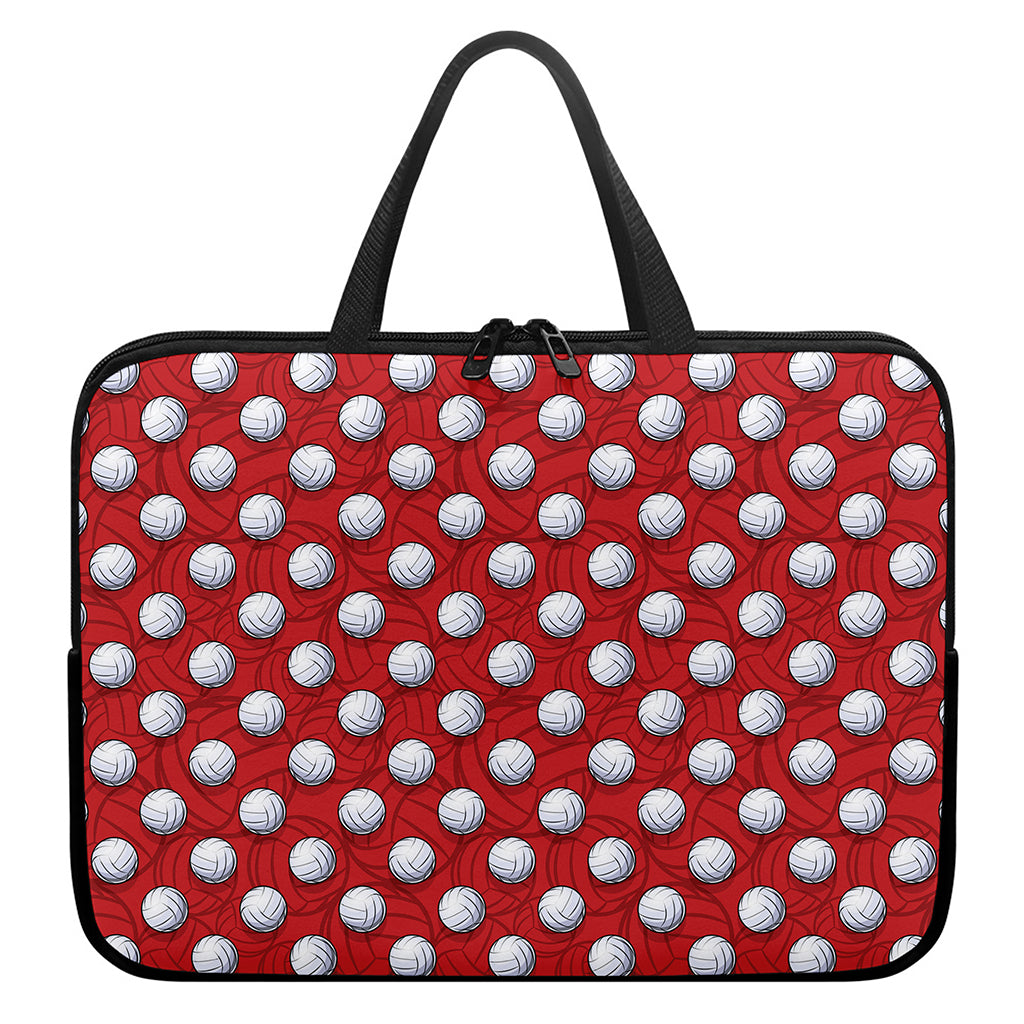 Red And White Volleyball Pattern Print Laptop Sleeve With Handle