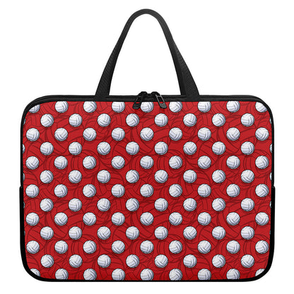 Red And White Volleyball Pattern Print Laptop Sleeve With Handle