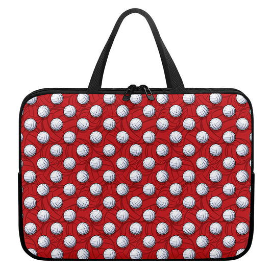 Red And White Volleyball Pattern Print Laptop Sleeve With Handle