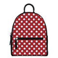 Red And White Volleyball Pattern Print Leather Backpack