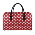 Red And White Volleyball Pattern Print Leather Duffel Bag