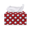 Red And White Volleyball Pattern Print Leather Tissue Box Cover