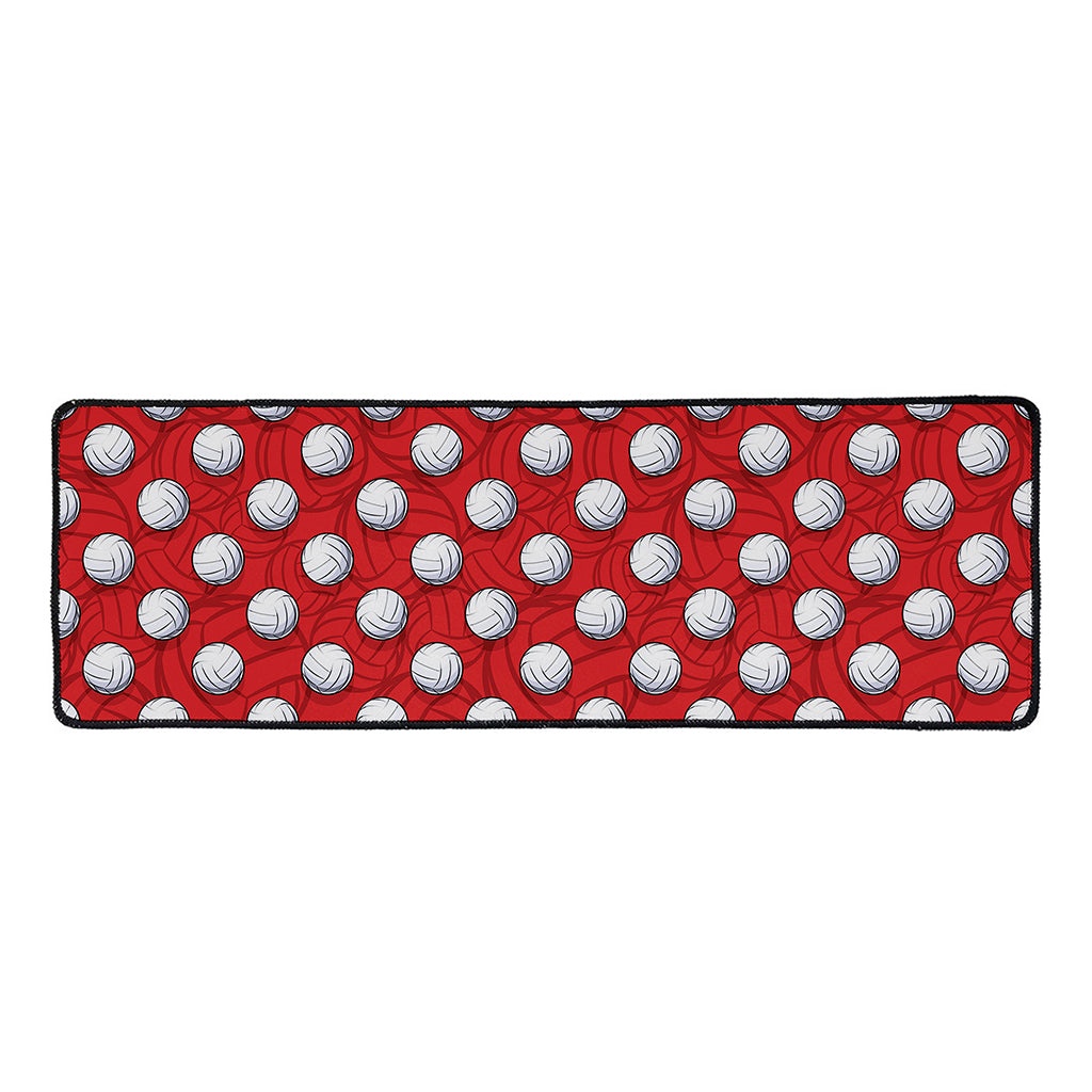 Red And White Volleyball Pattern Print Long Kitchen Mat