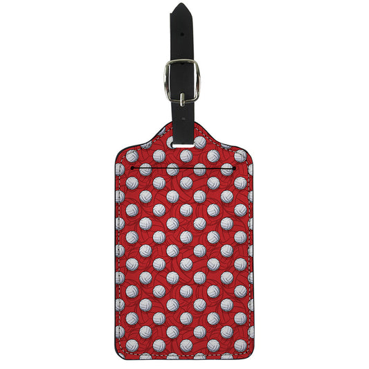 Red And White Volleyball Pattern Print Luggage Tag