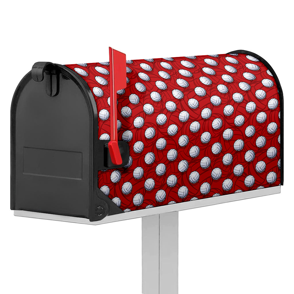 Red And White Volleyball Pattern Print Mailbox Cover