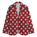 Red And White Volleyball Pattern Print Men's Blazer