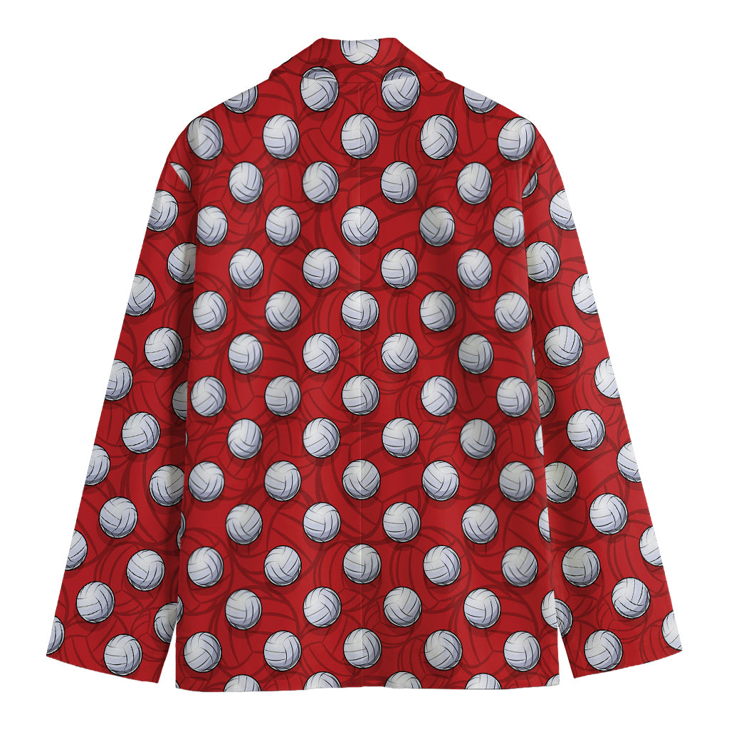 Red And White Volleyball Pattern Print Men's Blazer