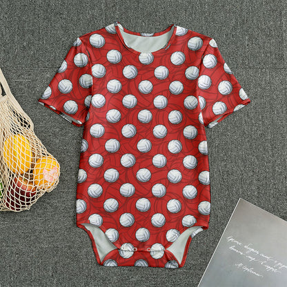 Red And White Volleyball Pattern Print Men's Bodysuit