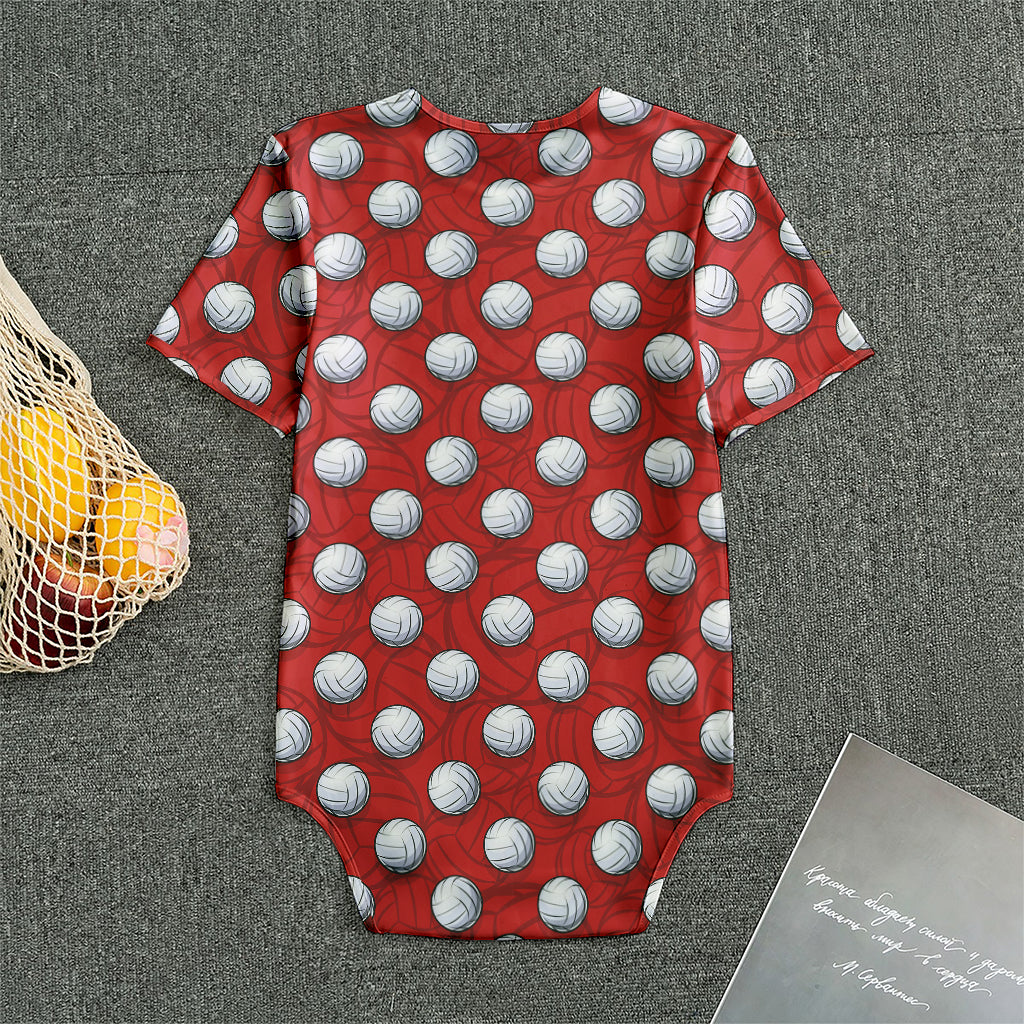 Red And White Volleyball Pattern Print Men's Bodysuit