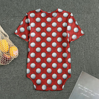 Red And White Volleyball Pattern Print Men's Bodysuit