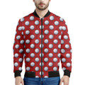 Red And White Volleyball Pattern Print Men's Bomber Jacket