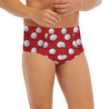 Red And White Volleyball Pattern Print Men's Briefs