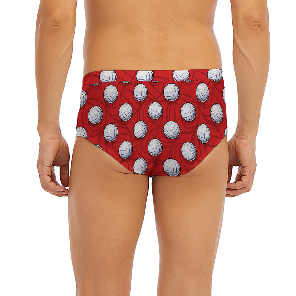 Red And White Volleyball Pattern Print Men's Briefs
