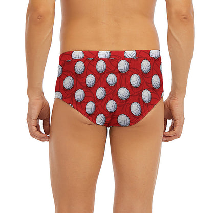 Red And White Volleyball Pattern Print Men's Briefs