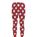 Red And White Volleyball Pattern Print Men's Leggings