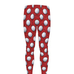 Red And White Volleyball Pattern Print Men's leggings