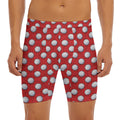 Red And White Volleyball Pattern Print Men's Long Boxer Briefs