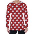 Red And White Volleyball Pattern Print Men's Long Sleeve T-Shirt