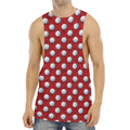 Red And White Volleyball Pattern Print Men's Muscle Tank Top
