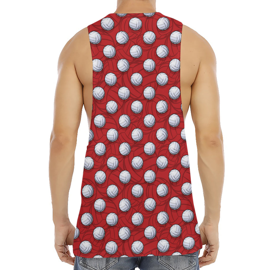 Red And White Volleyball Pattern Print Men's Muscle Tank Top