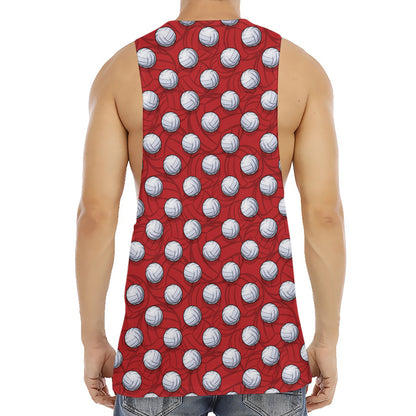 Red And White Volleyball Pattern Print Men's Muscle Tank Top
