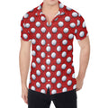 Red And White Volleyball Pattern Print Men's Shirt
