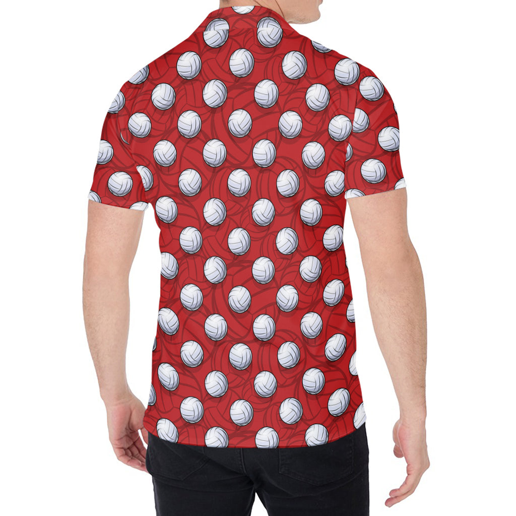Red And White Volleyball Pattern Print Men's Shirt
