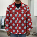Red And White Volleyball Pattern Print Men's Shirt Jacket
