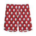 Red And White Volleyball Pattern Print Men's Athletic Shorts
