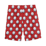 Red And White Volleyball Pattern Print Men's Sports Shorts