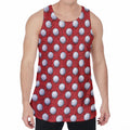 Red And White Volleyball Pattern Print Men's Velvet Tank Top