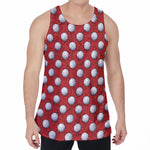 Red And White Volleyball Pattern Print Men's Velvet Tank Top