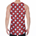 Red And White Volleyball Pattern Print Men's Velvet Tank Top