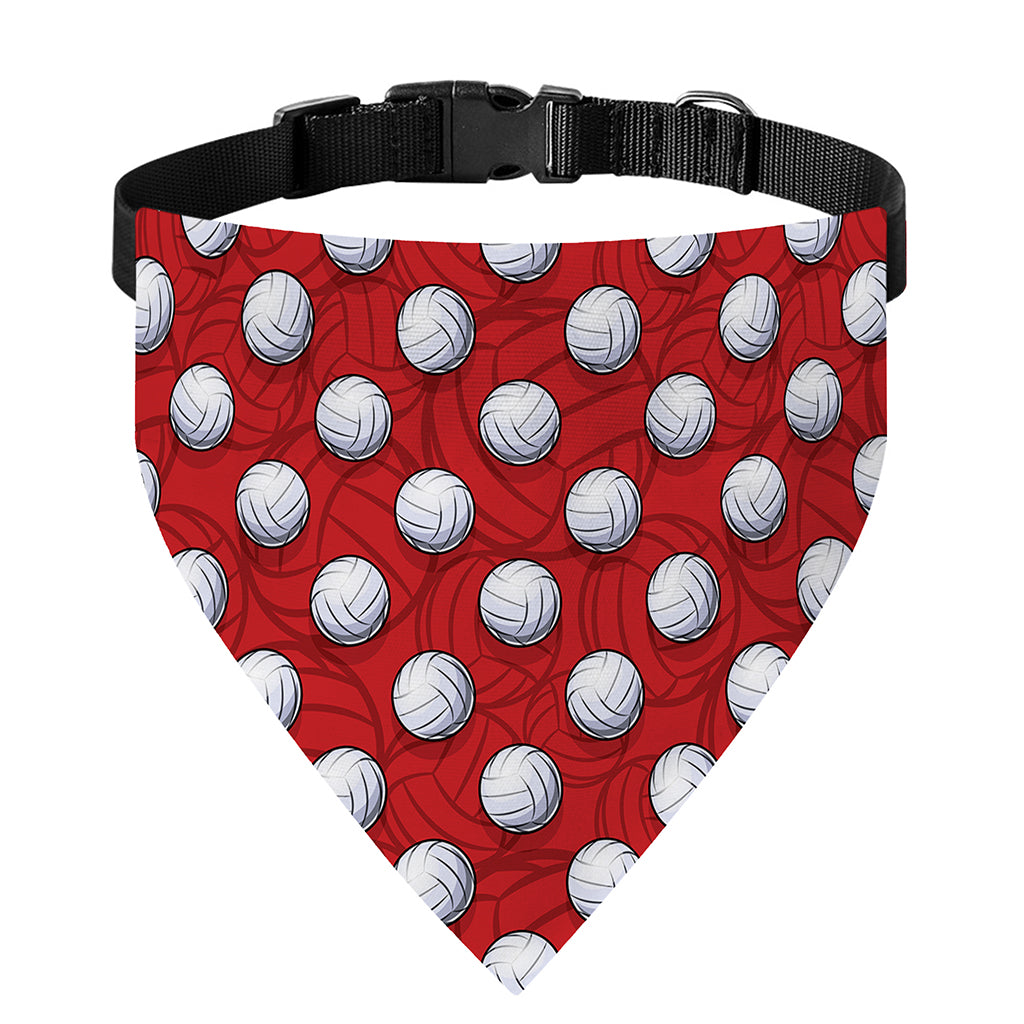 Red And White Volleyball Pattern Print Over The Collar Dog Bandana