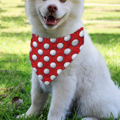 Red And White Volleyball Pattern Print Over The Collar Dog Bandana