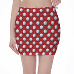 Red And White Volleyball Pattern Print Pencil Mini Skirt