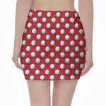 Red And White Volleyball Pattern Print Pencil Mini Skirt