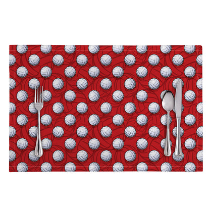 Red And White Volleyball Pattern Print Placemat