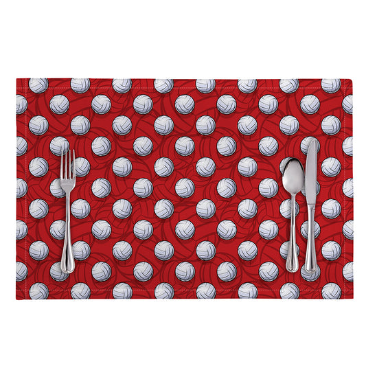 Red And White Volleyball Pattern Print Placemat